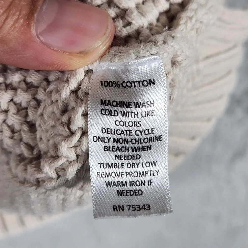Women Sweater XS Cable Knit Button‎ Back Chunky Ivory Cynthia Rowley